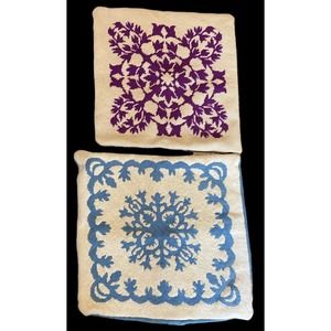 Vintage Needlepoint Pillow Covers Set Of 2 Embroidery Handmade Snowflake